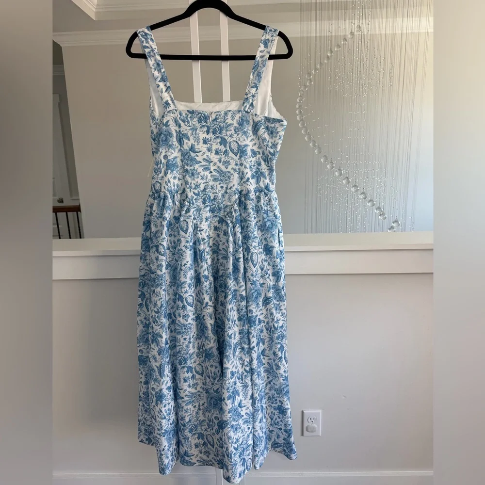 Commense Blue and White Floral Midi Dress - Picture 9 of 10
